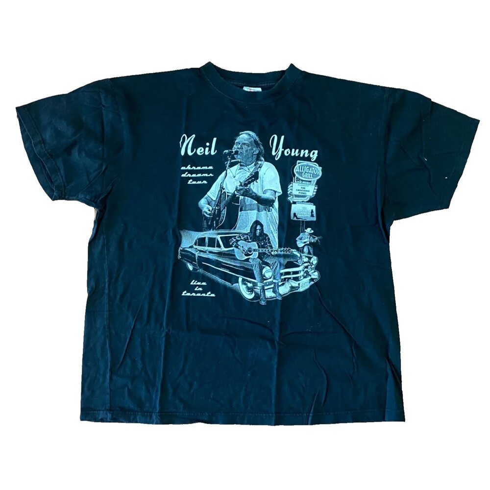 RARE 2007 Neil Young Chrome Dreams Tour T-SHIRT Adult XXL Concert Merch CANADA